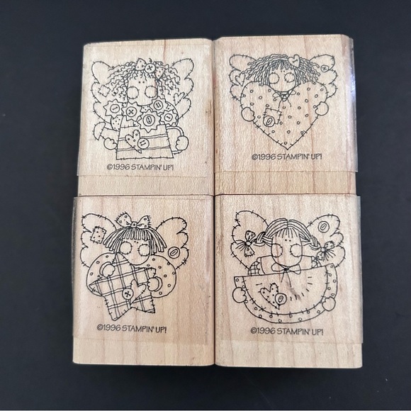 Stampin’ up! 4 pcs 1996 GARDEN ANGELS wood stamps - Picture 3 of 4